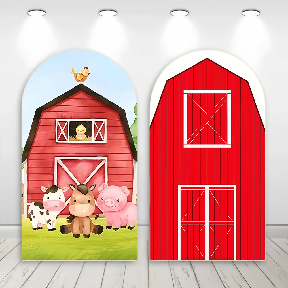 

Farm Party Arch Cover Background Photography Barn White Black Cow Pink Plaid Backdrop Newborn Birthday Photo Studio
