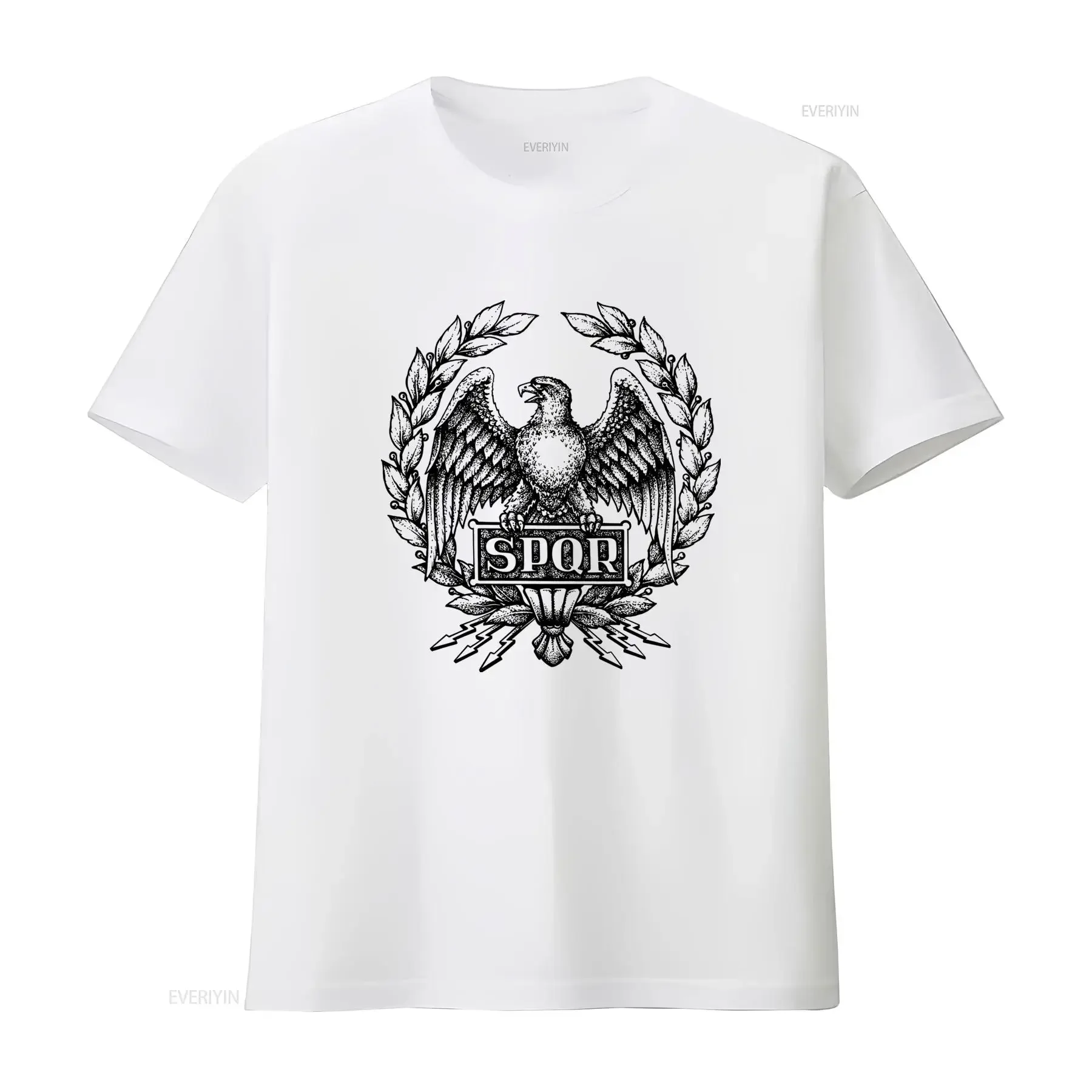 T-shirt d'entraînement pour homme SPQR Roman Emblem, 100% coton, design classique, vintage, lavé, confortable, légèrement doux, décontracté