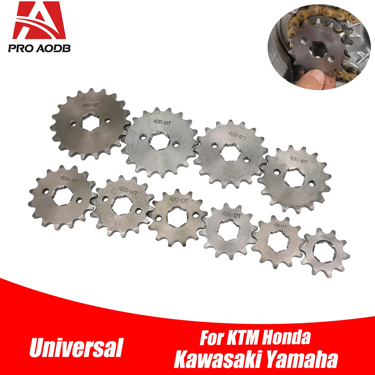 Image of 420 # 20mm Vorderrad-Kettenrad für Dirt Pit Bike Monkey Dax Go Kart ATV Quad Motorrad 10 11 12 13 14 15 16 17 18 19 Zähne