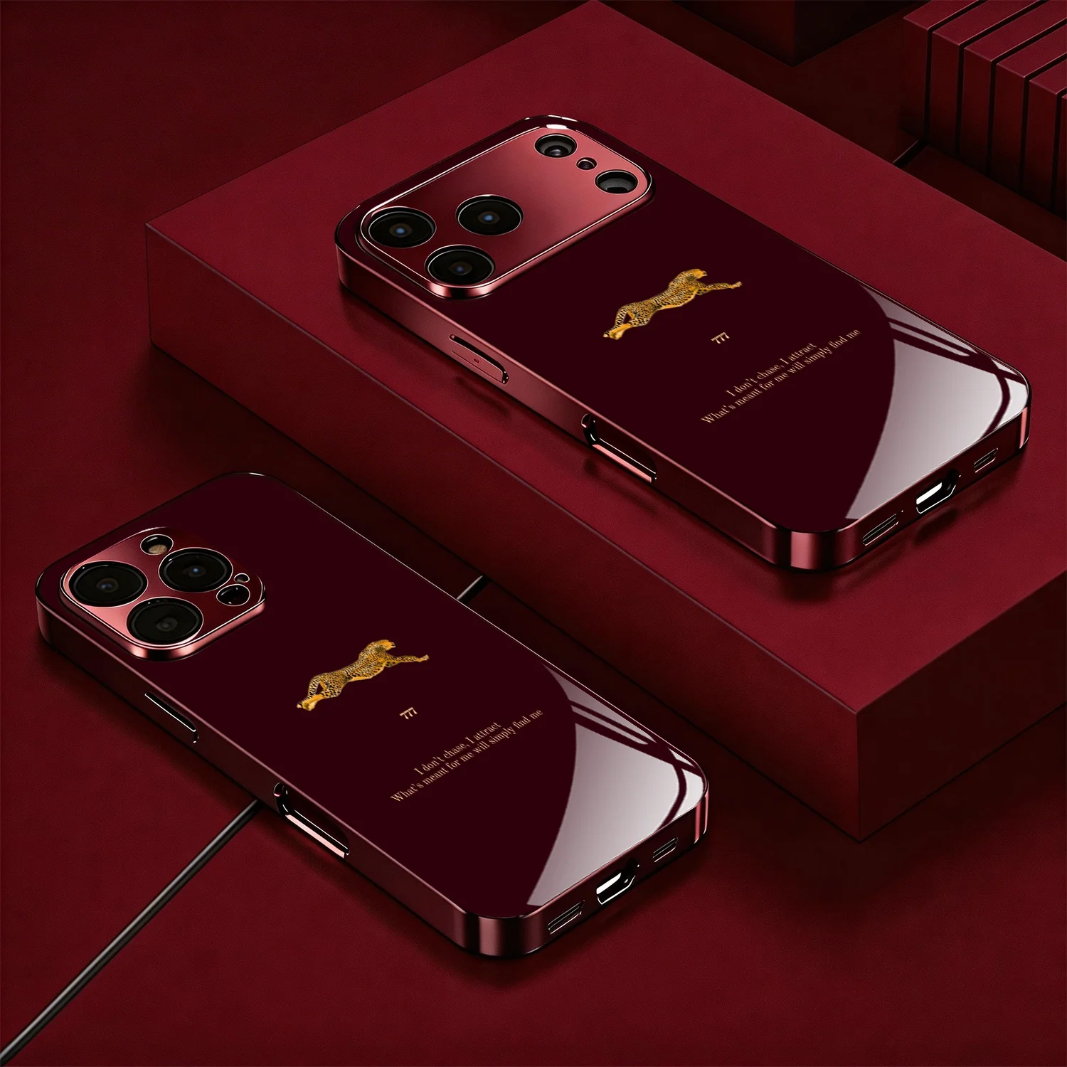 Cheetah pattern electroplated glass phone case suitable for iPhone 18 17 16 15 14 13 12 Pro/Max/Plus anti drop and shockproof