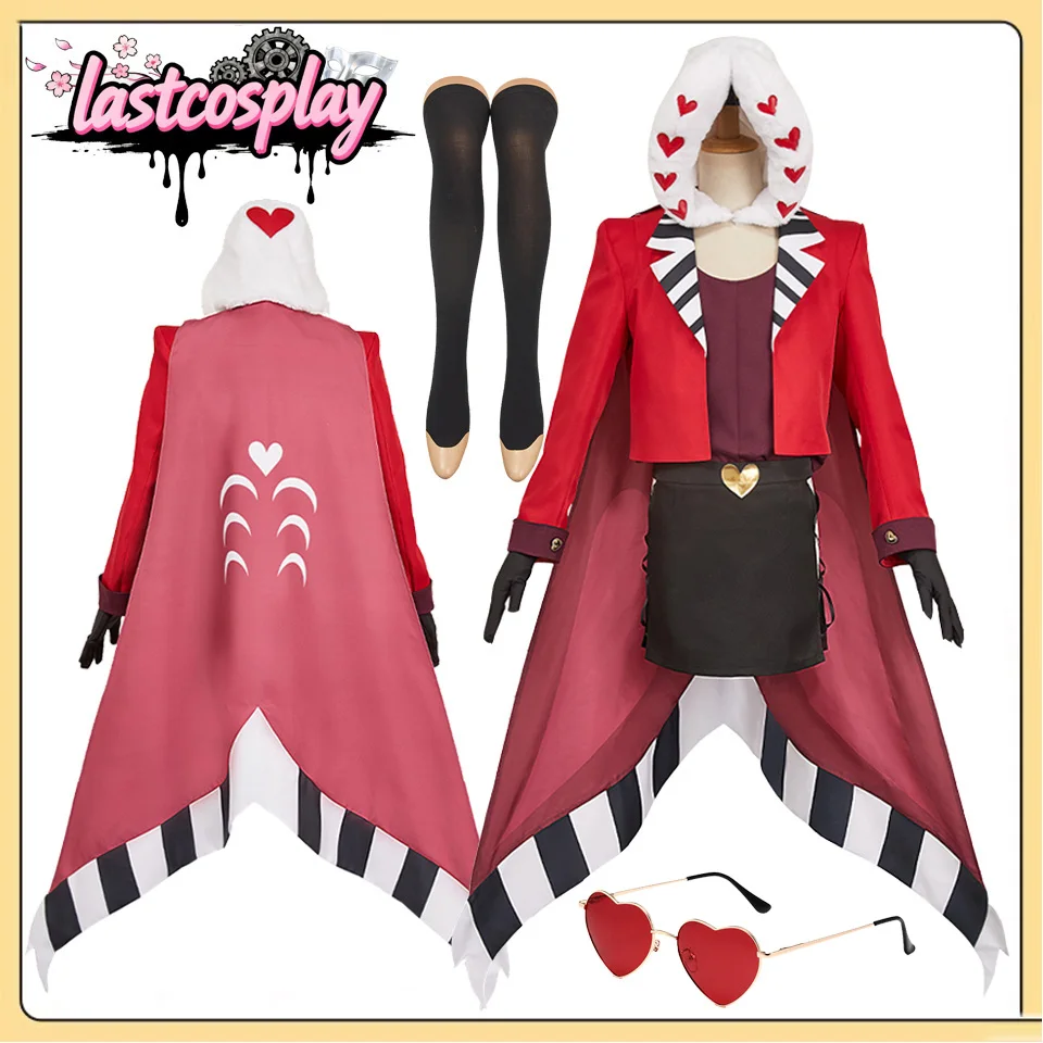 

Fantasia Valentino Косплей Костюм Сердце Очки Аниме Отель Ролевая Игра Мужчины Верхнее Пальто Плащ Юбка Перчатки Носки Костюм на Хэллоуин