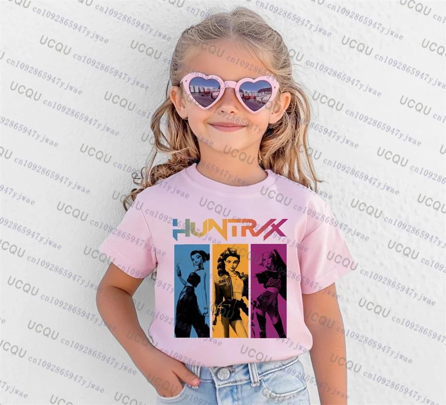 Kpop شيطان الصيادين الوالدين الطفل تي شيرتات قصيرة الاكمام لطيف Kpop شيطان الصيادين التي شيرت Harajuku موضة عادية القطن الاطفال التي شيرت