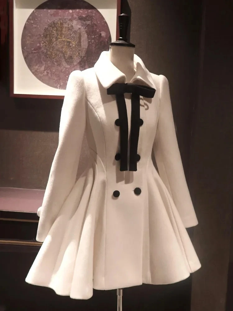 

Slimming Woolen Coat for Women Winter 2025 New Sle Korean Version Polyester Fiber Long Sve Stand Collar Regular Length