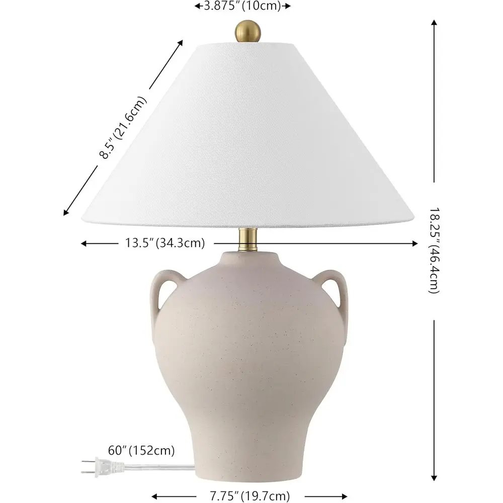 Beige Ceramic Table Lamp Set of 2, 18 with Fabric Shades, E26 Bulb Compatible view 3