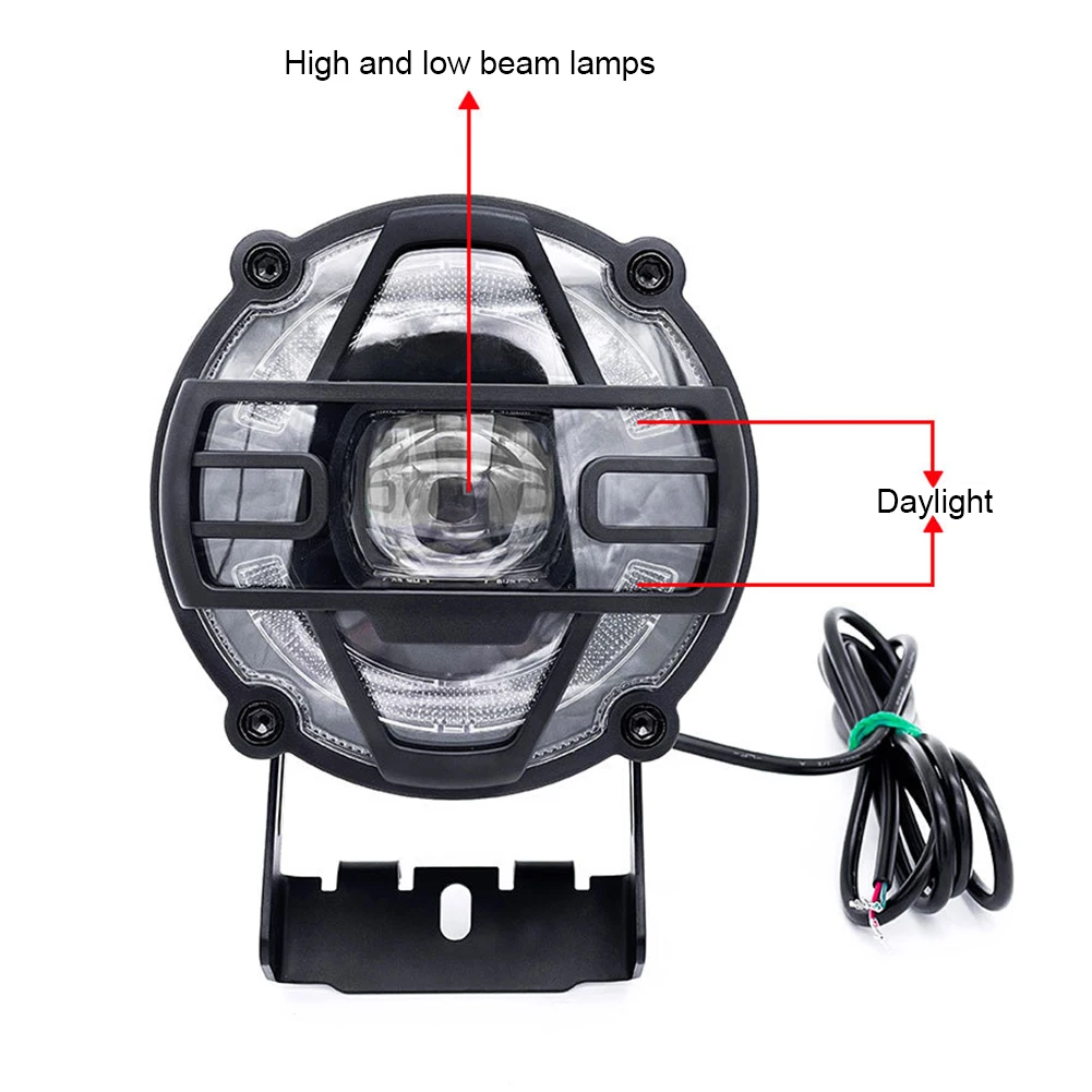 Aluminium Alloy Electric Bike Motorcycle Front Light 36V 48V E-Bike Headlight Adjustable Light Angle Night Cycling Horn Lamp