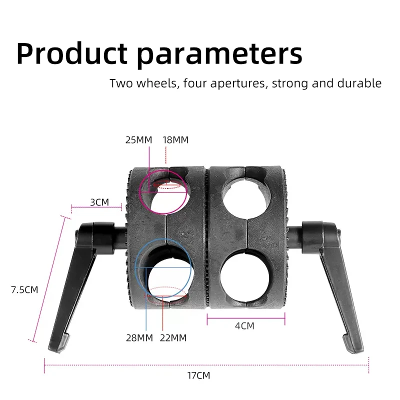 360 °   Giradischi rotante con braccio orizzontale e supporto per telefono - Ruota singola/doppia per adattatore per barra trasversale con supporto leggero