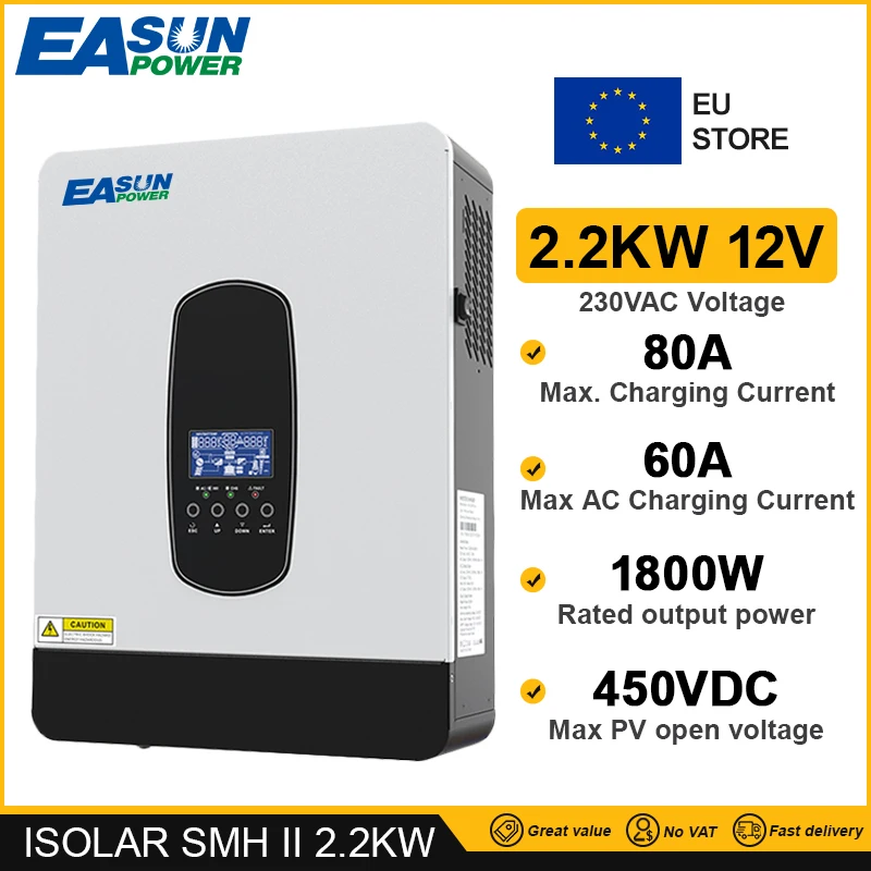 Easun Vermogen 6.2kw 4.2kw 3.2kw 2.2kw 12V 24V 48V Mppt Hybride Off Grid Pure Sinus Golf 80a 110a 230V 50/60Hz Zonne-Energie Omvormer Lader