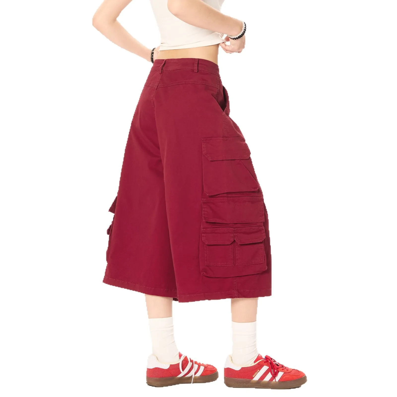 OR FL American Retro 97Cotton Women Cargo Shorts Hi Hop A Sense of Sophistication Seven-inch Shorts Wide Leg Pants Slacks Y2k