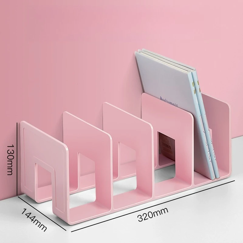 A Simple Desktop Bookshelf with Four Columns for Office Use A Student Book Storage Desktop Bookshelf