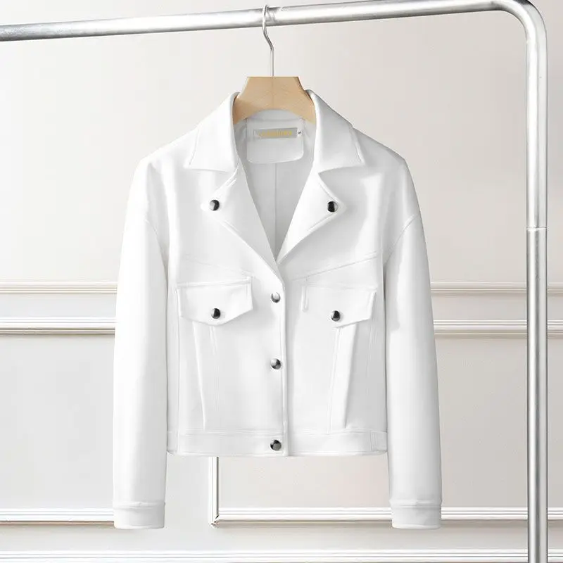 Veste courte en velours et peau de cerf pour femme, coupe cintrée, nouvelle collection printemps et automne 2025