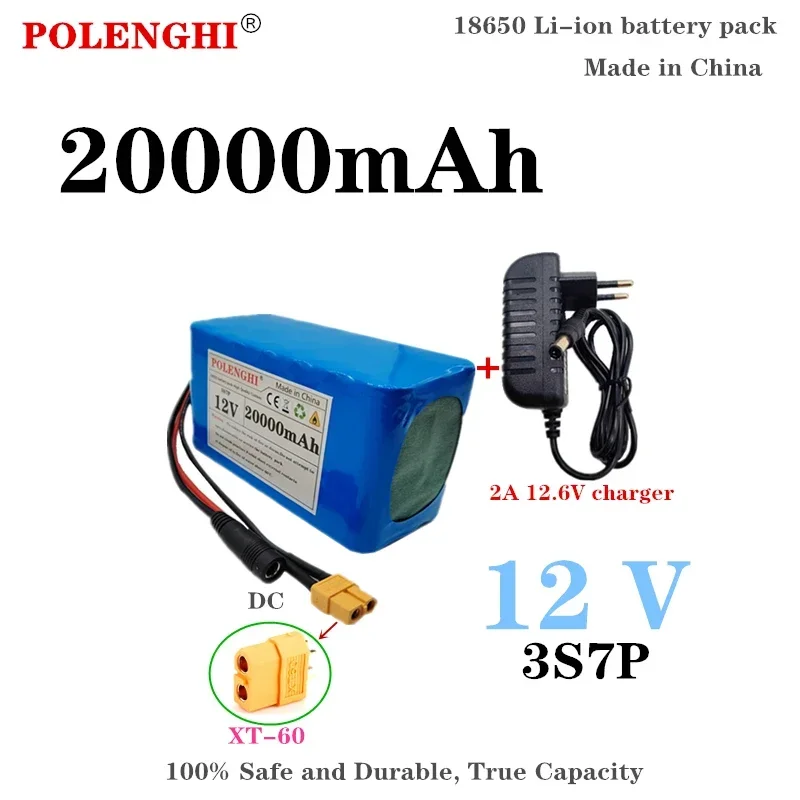 100% prawdziwa pojemność 12V bateria litowa 20000mAh o dużej pojemności 20Ah 3 s7p 12.6V 18650 zestaw akumulator litowy z BMS