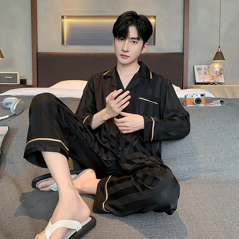 Pajamas Men's Long Sleeve Suit 2026 New Spring Autumn Season Fatty Fattening Large Loose Large Size Thin Spring Autumn