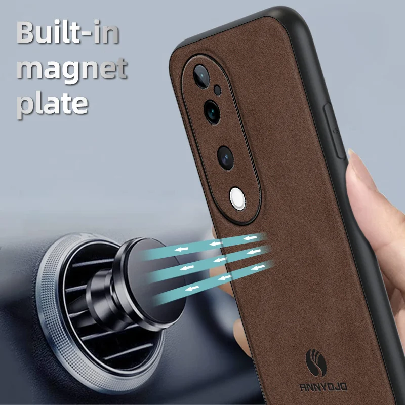 Vivo V40 Pro V40Pro V2347 Case Built-in Magnet Plate PU Leather Surface Hard Back Cover Matte Case for Vivo V40 VivoV40 V2348