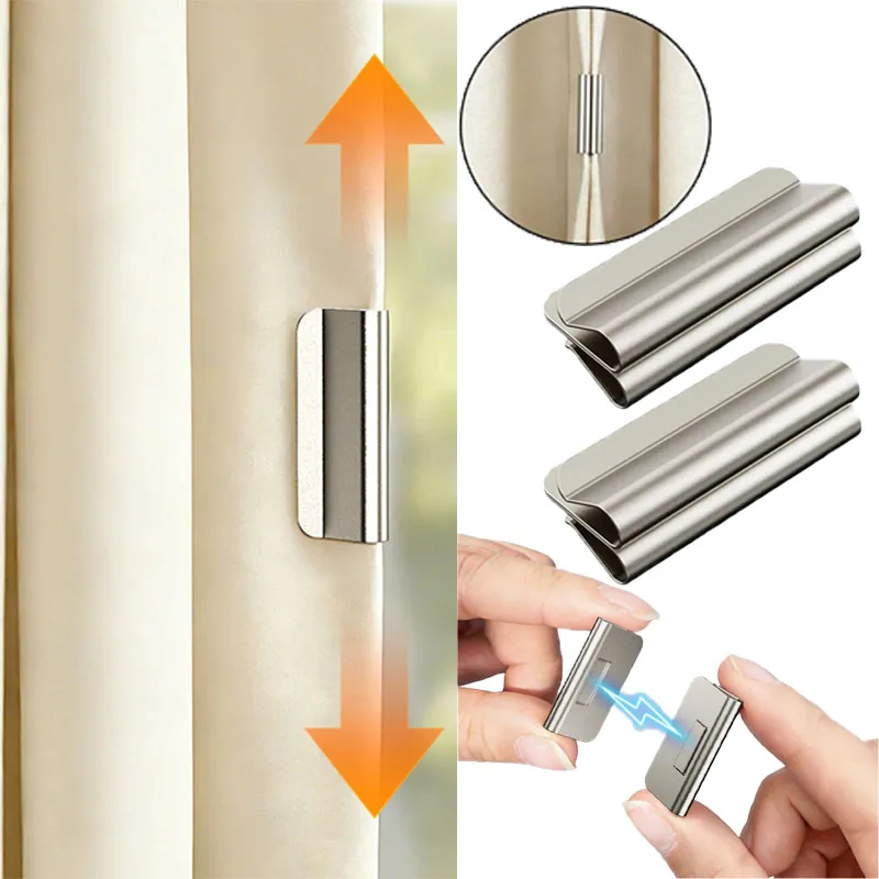 No Drill Magnetic Curtain Clips - Blackout Light-blocking Fasteners for Home Dorm, Reusable Window Drape Holders