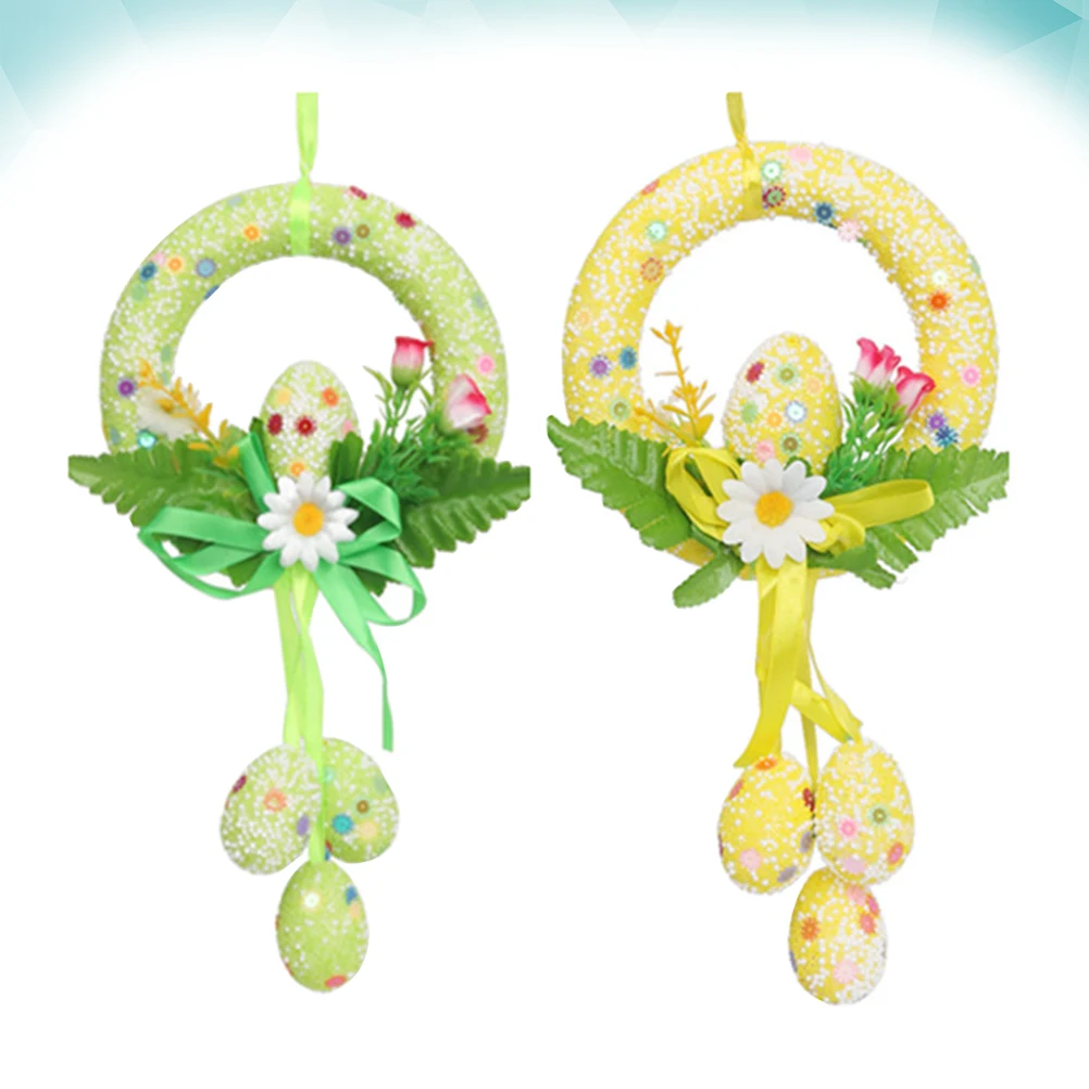 

2pcs Egg Decoration Easter Garland Hanging Ornaments Wreath Door Decor Craft Premium Material Long Use Holiday Gifts