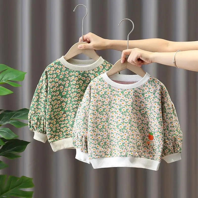 

Baby Girl Sweater 2022 Spring Style Small Daisy Floral Korean Version Children's Foreign Style Top Girls Spring Fashion Trend