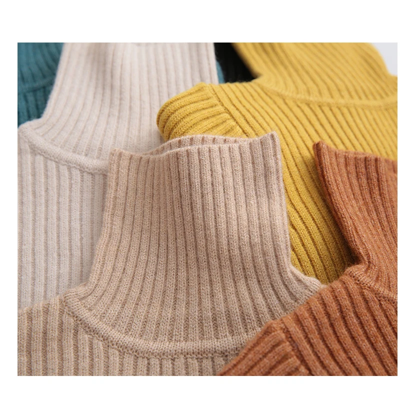 Autumn/Winter Children's sweater Boys' thickened cardigan Medium and large girls' turtleneck solid color knit sweater base