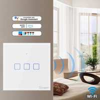 SONOFF T0 EU\\UK Smart Wifi Wall Touch Light Switch 3 Gang Touch/WiFi/433 RF/APP Remote Smart Home Controller Work with Alexa