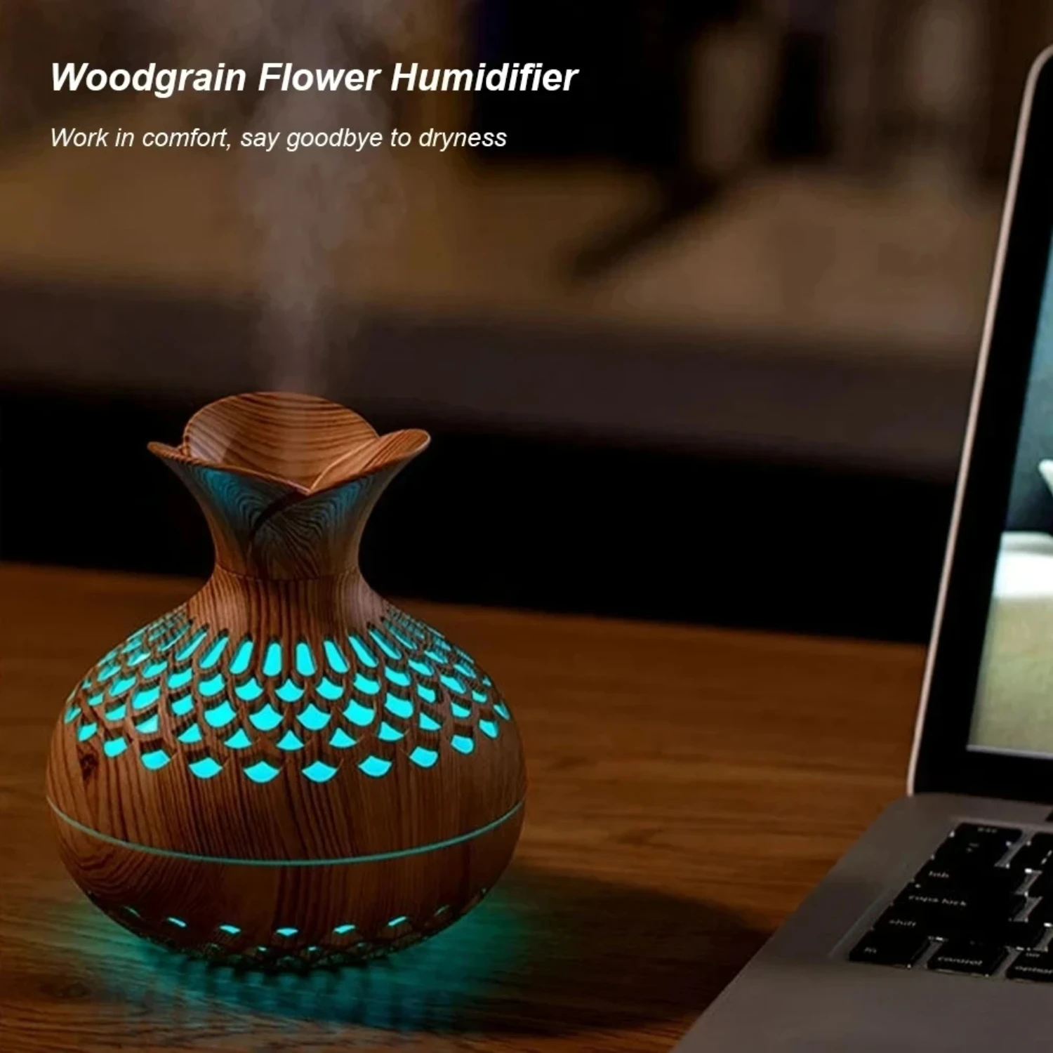 ไม้ GRAIN Humidifier 300ml USB Diffuser Atomizer USB ในครัวเรือน Humidifier Hydrating Instrument Desktop Humidifier