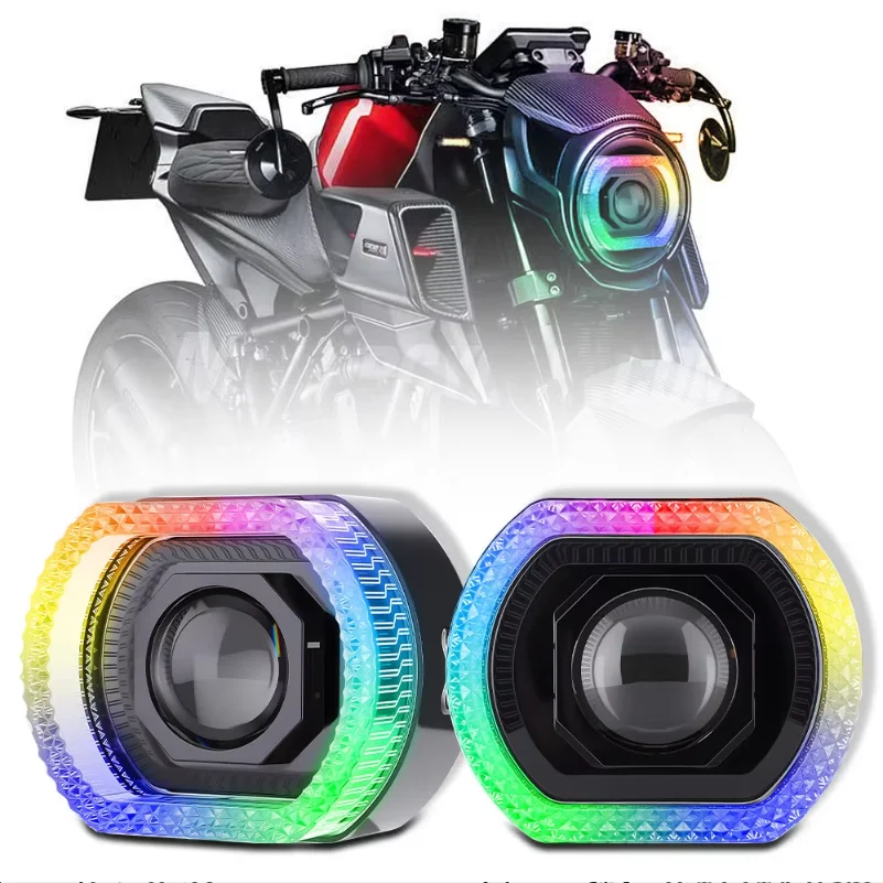 1PC/2PCS 5D Crystal Angel Eyes Mask LED Halo Rings 2.5