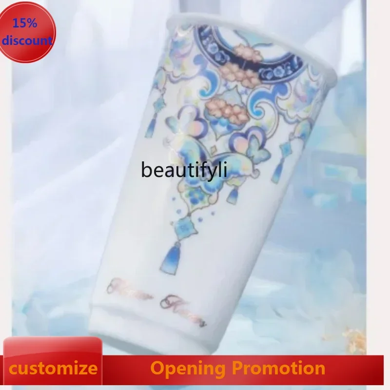 

ss7486 new styleHuazhi New Product Butterfly Cloud Shoulder Series Peripheral Ceramic Glass Goblet Gift