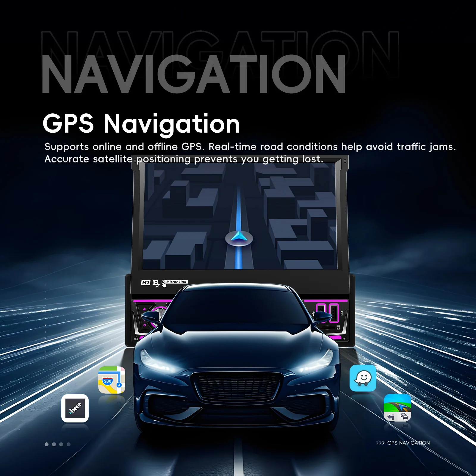 Podofo 2+64G Intelligentes Autosystem 1 Din Kabelloses Carplay Android Auto 7'' Auto-Multimediaplayer mit WLAN GPS Rückfahrkamera-Unterstützung – Detail 6