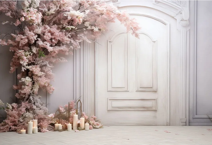 Mehofond التصوير خلفية ريفي الأزهار الأبيض الباب الكبار عيد ميلاد الزفاف الأمومة صورة ديكور خلفية استوديو الصور