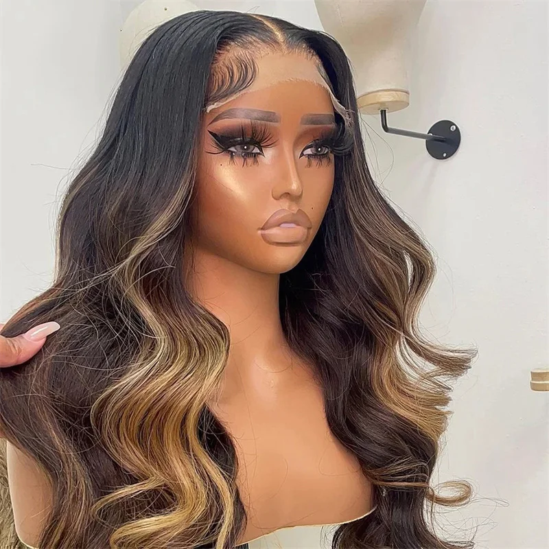 Body Wave prepked Ombre Blond 26 inci 5x5 Wig rambut manusia Yahudi tanpa lem dasar sutra rambut bayi renda HD rambut Eropa