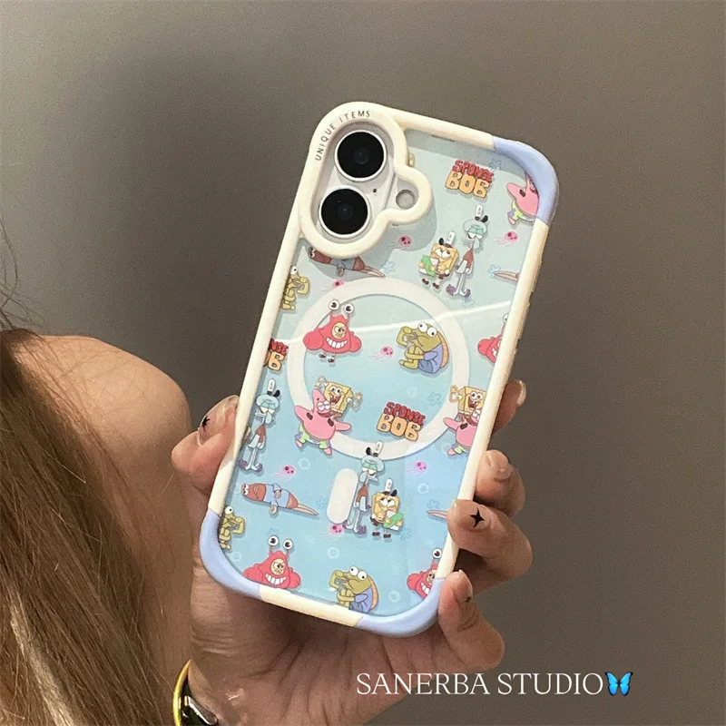 

Fashion Cute Cartoon Crab Magnetic Phone Case For iPhone 16 Pro 14 15 Pro Max 14Pro Back Cover Shockproof Protective Cases