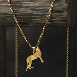 Kinitial Cheetah Leopard Pendant Necklace For Men Women Hip Hop Fastest Land Animal Pandent Neck Chain Jewelry Accessory