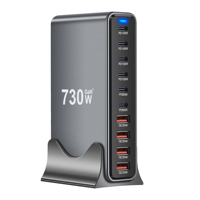 730W Gallium Nitride Pd Charger Multi-Function Desktop Adapter 140W High Power Pd Charger 10-Port Charger