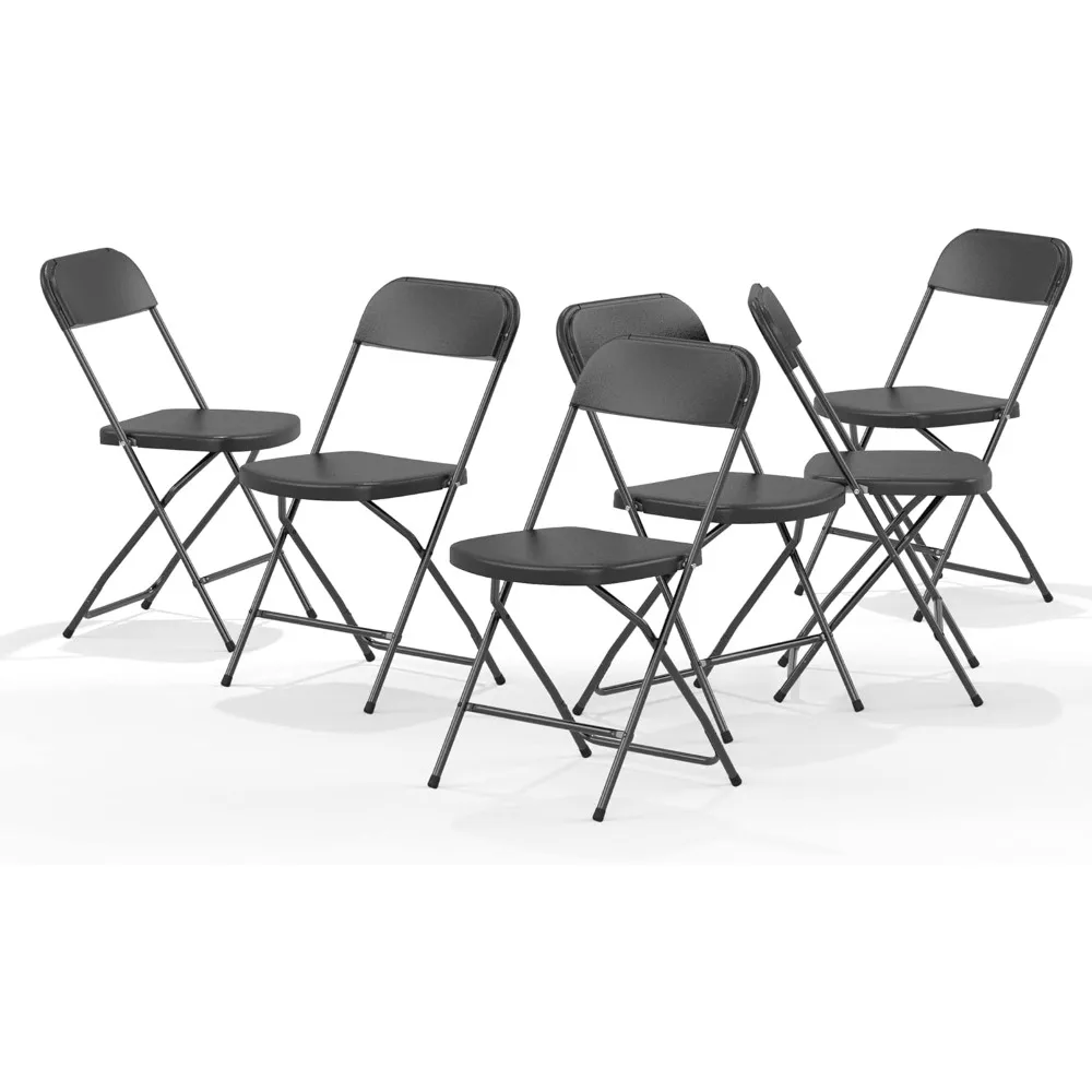 Nazhura Foldable Folding Chairs Plastic Outdoor/Indoor 650LB Weight Limit (Black, 6 Pack)