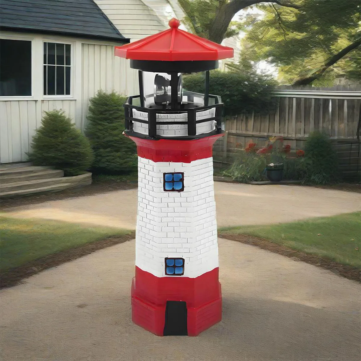 

LED Solar Lighthouse 360 Degree Rotating Waterproof Solar Garden Light, Outdoor Solar Light for Courtyard Fence Lawns Garden