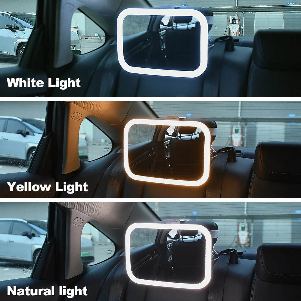 Smart Baby Car Mirror with Lights, Voice Control Safety Car Seat Mirror for Baby Rear Facing Infant with Wide Crystal Clear View