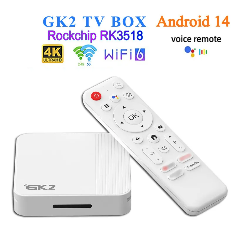

GK2 Android 14 ТВ-приставка Rockchip RK3518 2 ГБ 16 ГБ 4K HD WIFI6 BT5.4 Медиаплеер Телеприставка