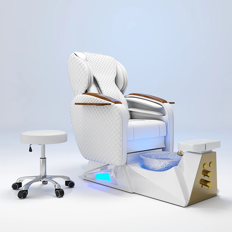 New Arrival Nail Salon Equipment Gold Metal Foot Manicure Chair Modern Human Touch Massage Pedicure Spa Chair Luxury