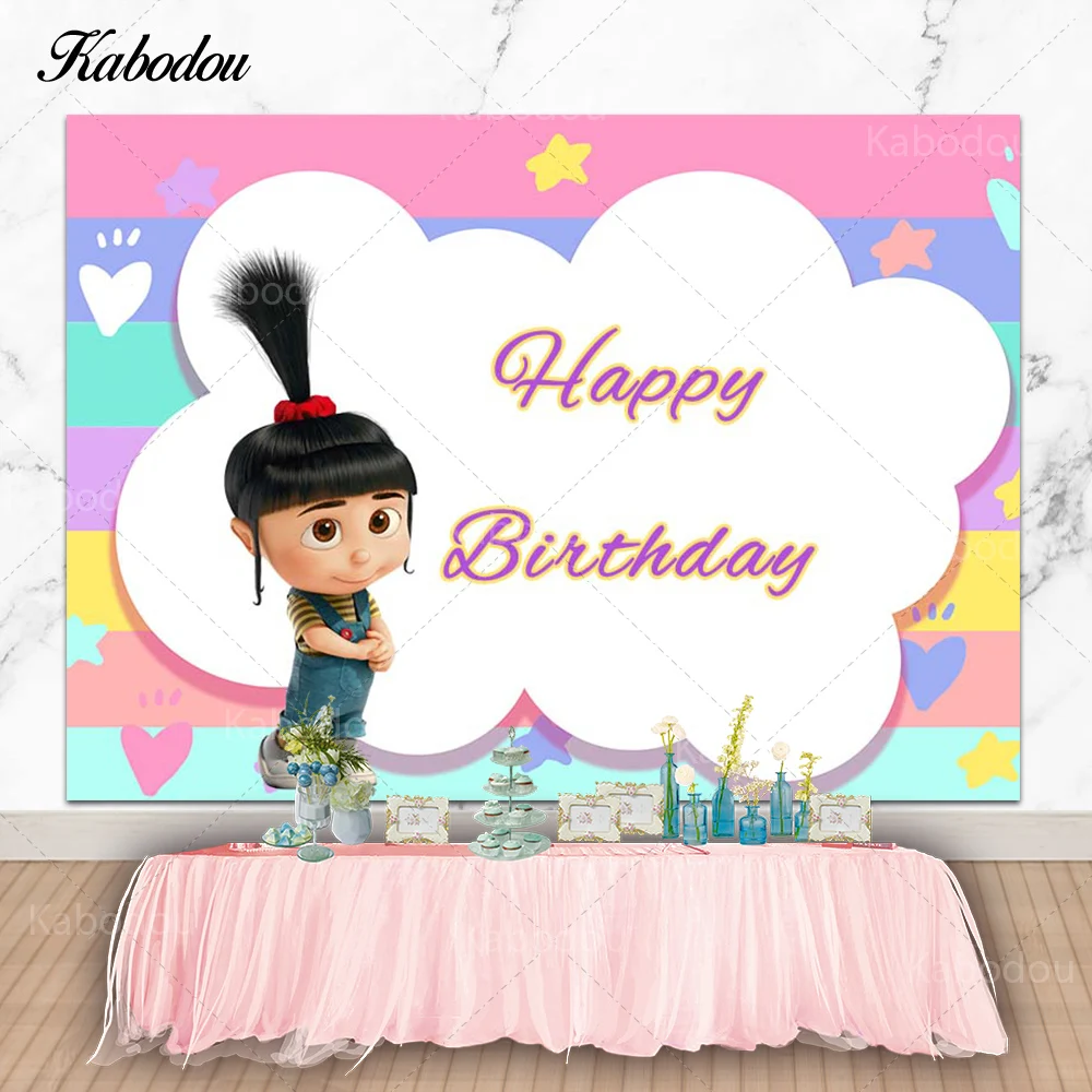 Kabodou Agnes Photo Backdrop Birthday Party Cartoon Toy Photography Background Cute Little Girl Vinyl  Banner Decorate Props