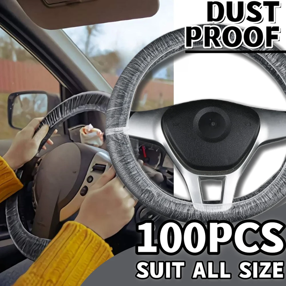 

Disposable Steering Wheel Covers,Disposable Steering Wheel Protector with Elastic for Avoiding Scuffs & Scratches,Universal