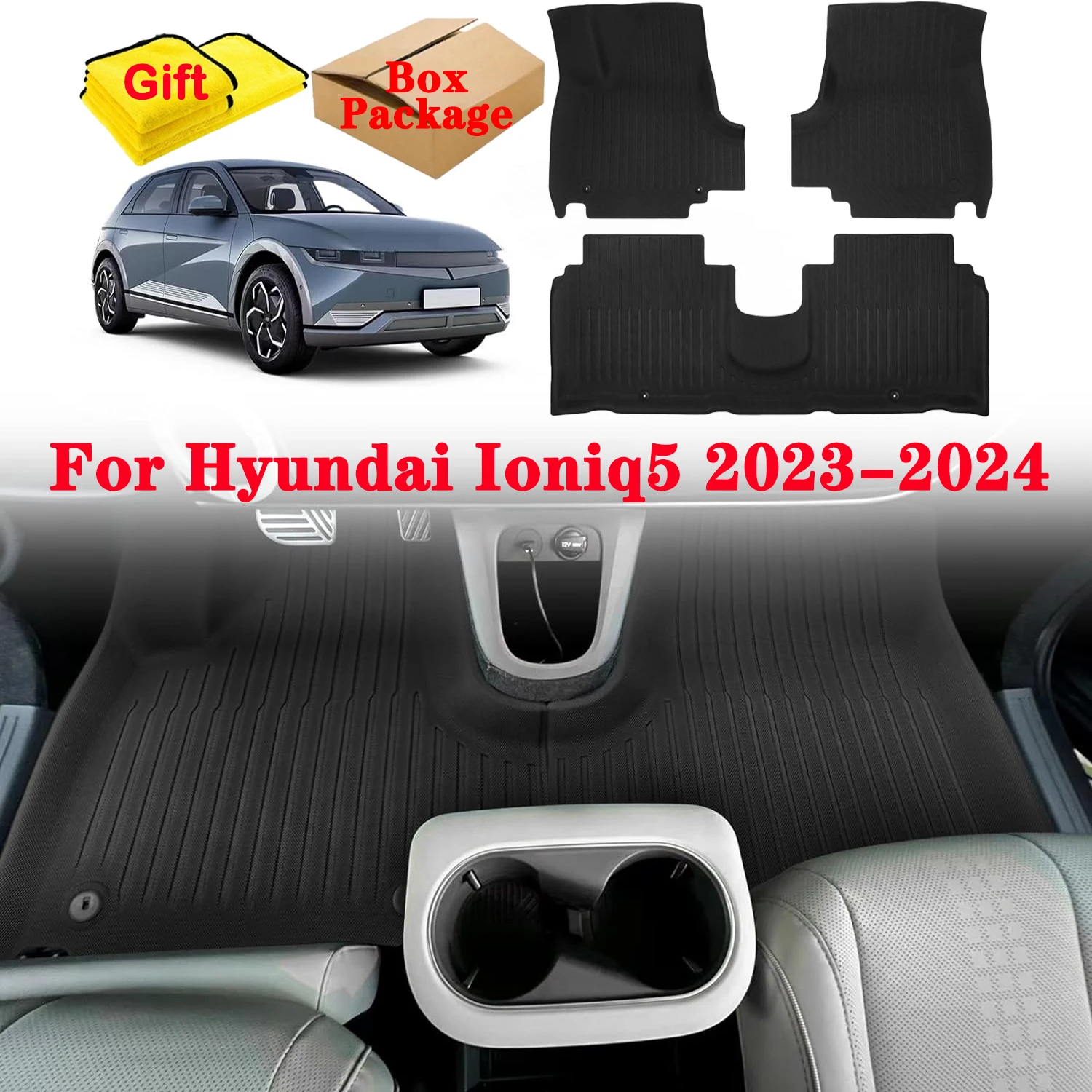 

For Hyundai Ioniq 5 2024 2023 Floor Mats & Cargo Liner, All Weather Waterproof Heavy Duty Car Floor Liners Ioniq 5 Accessories