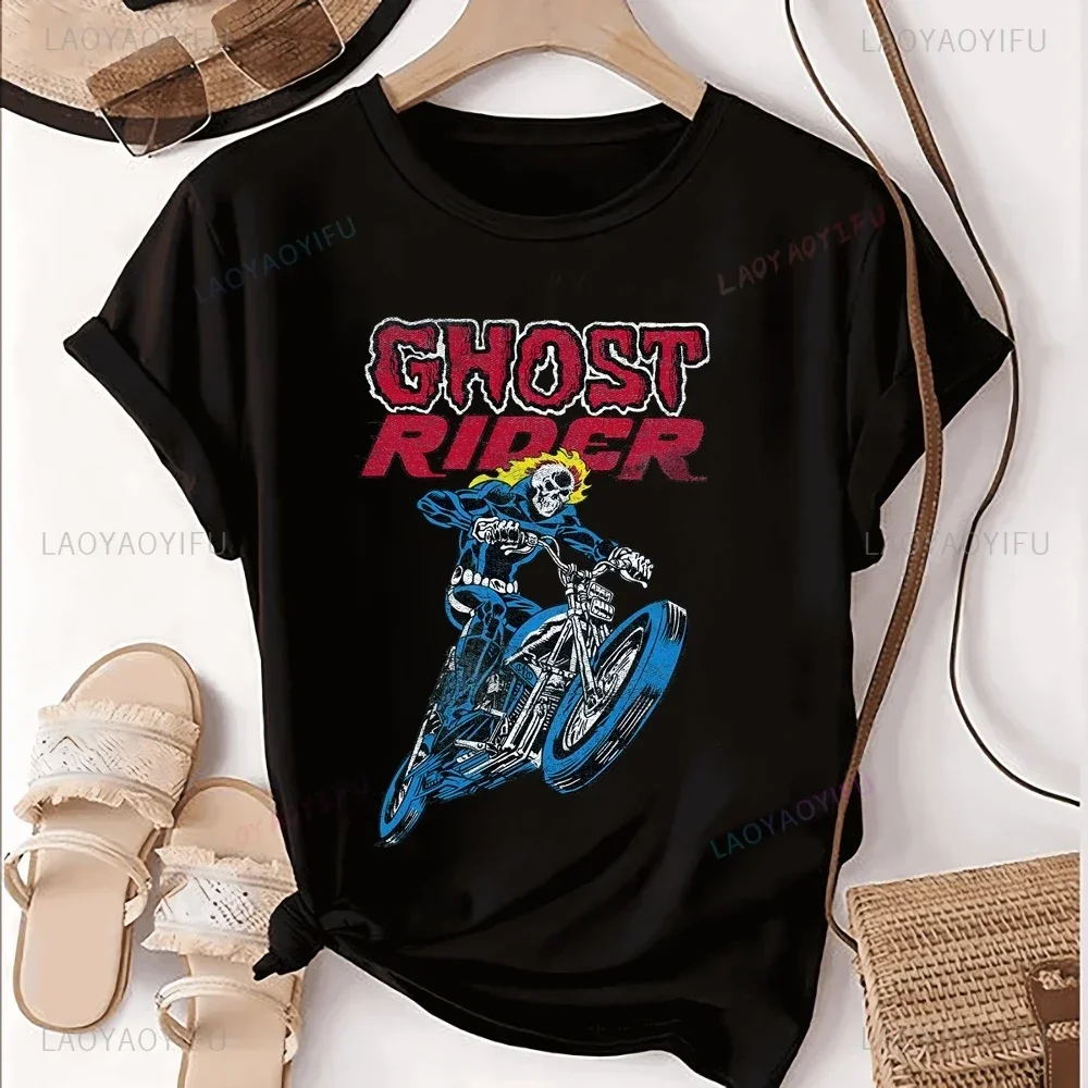 Streetwear Retro Ghost Rider T-shirt, 90s Style, Comic Book T-shirt, Loose Short Sleeve T-shirt for Both Men and Women