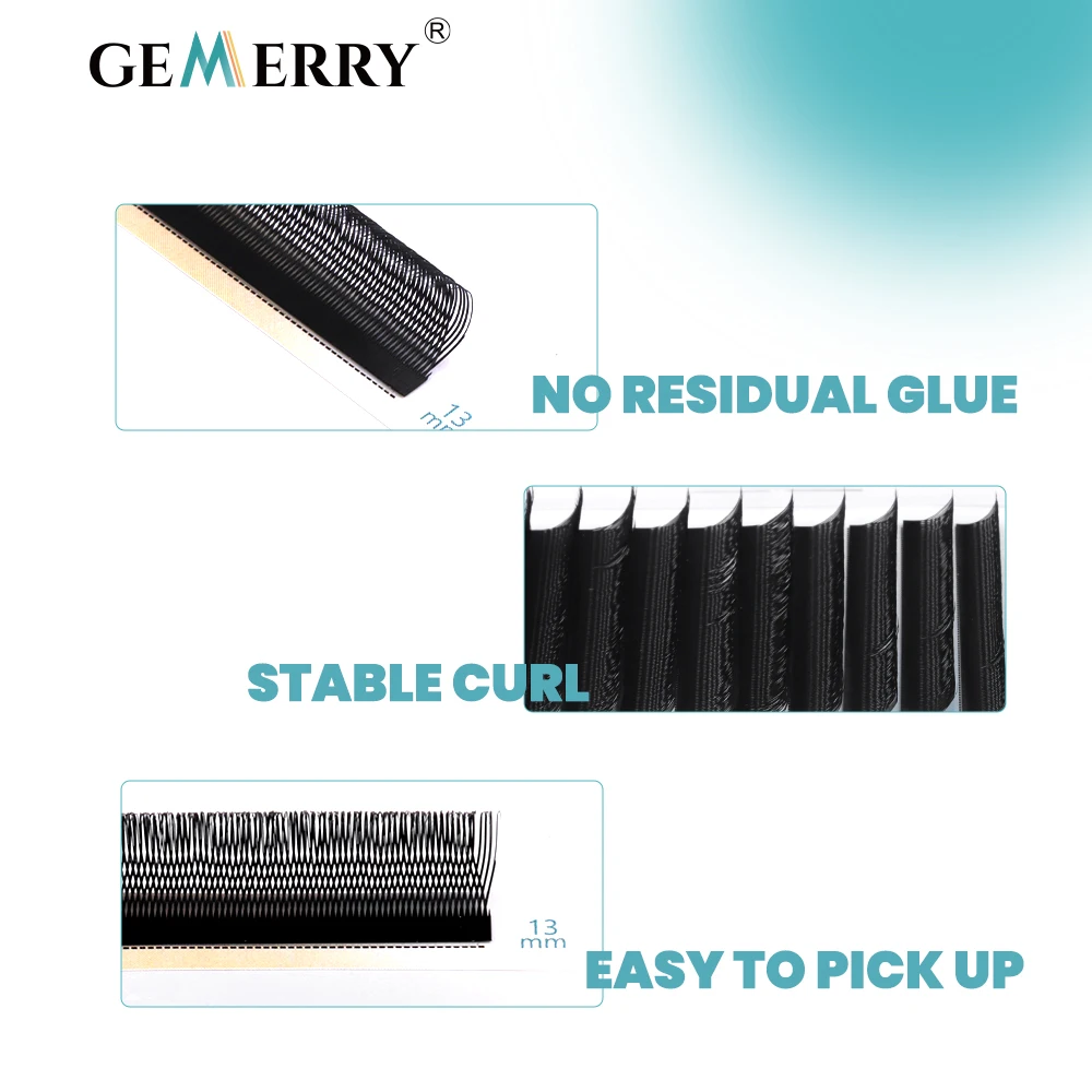 GEMERRY Forma di U YY Doppie Punte Estensione Ciglia C/D Curl 8-14mm Mix Premade Volume Fan Ciglia Naturali Morbide Ciglia Finte