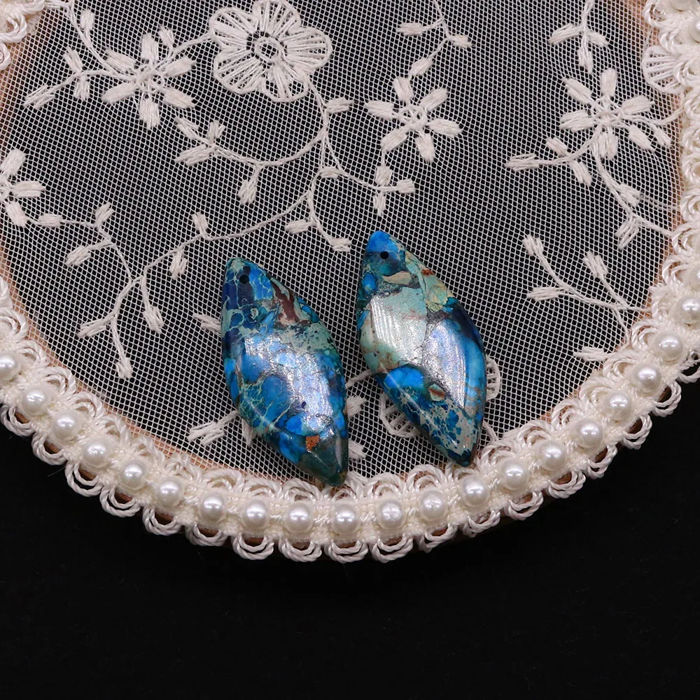 Rhombus Natural Colorful Imperial Jasper Polished Single-Hole Loose Pendants DIY Necklace Earring Jewelry Accessories 5pcs