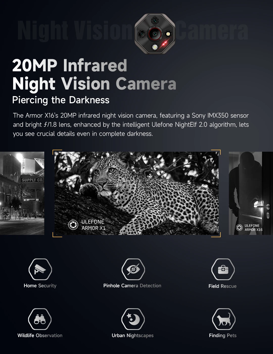 Ulefone Armor X16 4G Rugged Phone Smartphone Android 15 Up to 12GB+128GB 10360mAh Glare Flashlight 48MP Main Camera