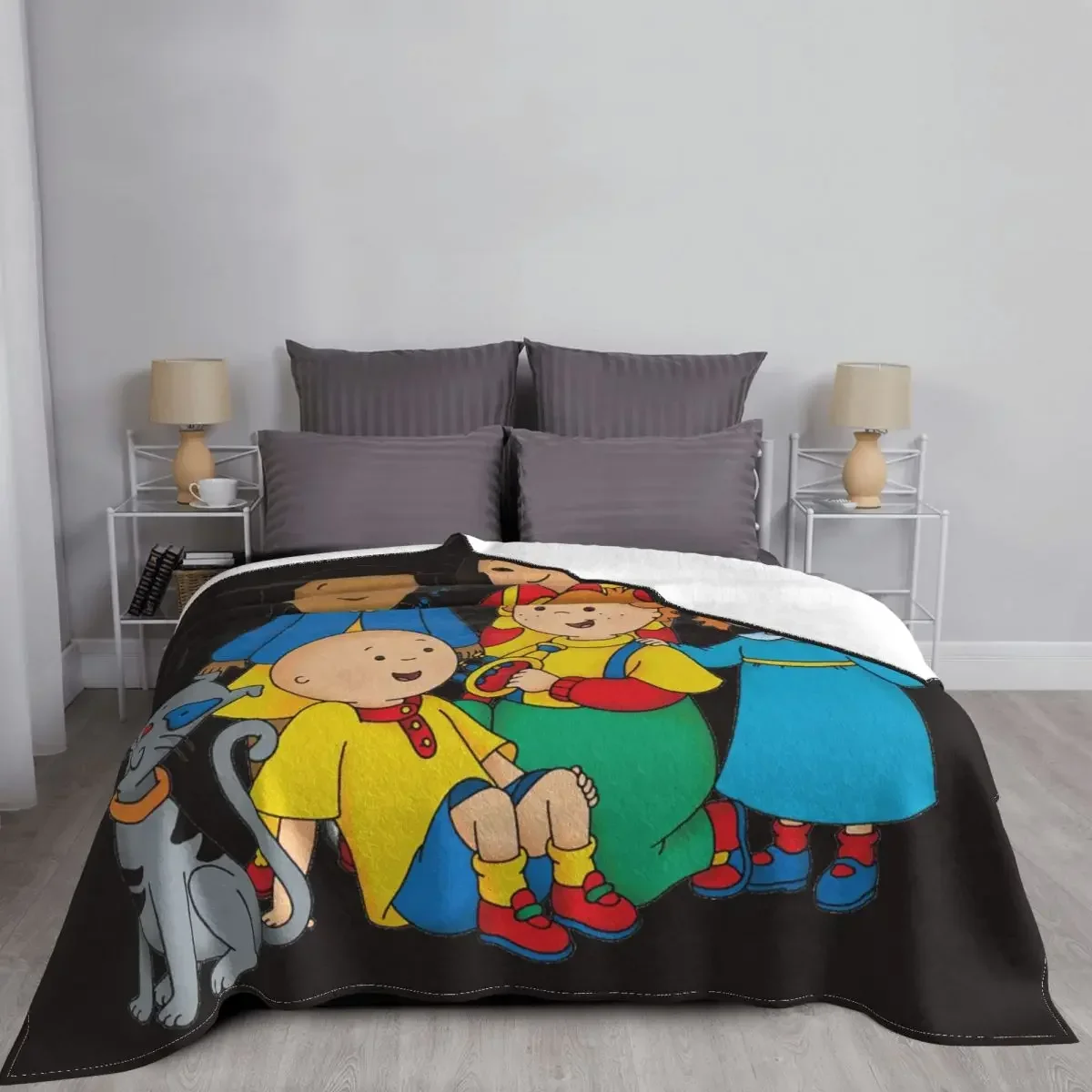 Caillou Family Anime Cartoon Blanket Flannel All Season Breathable Lightweight Thin Throw Blanket for Home Couch Quilt