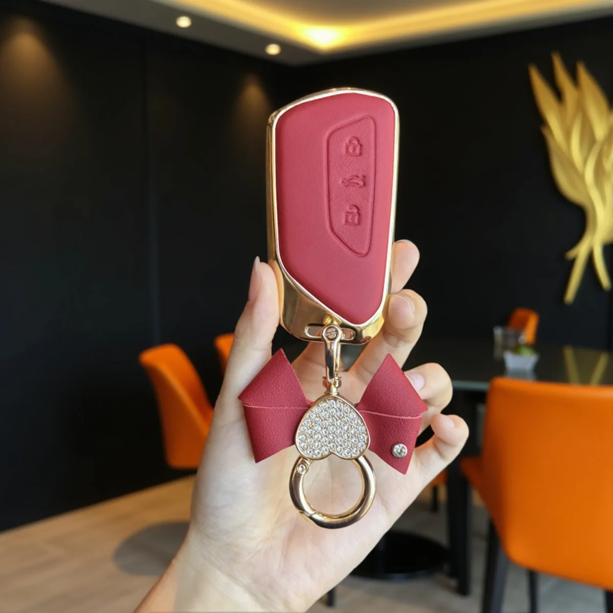 

Metal Leather Car Remote Key Cover Case Holder shell Protect Fob For Volkswagen VW New Golf 8 MK8 Teramont ID.3 ID4X ID6X CROZZ