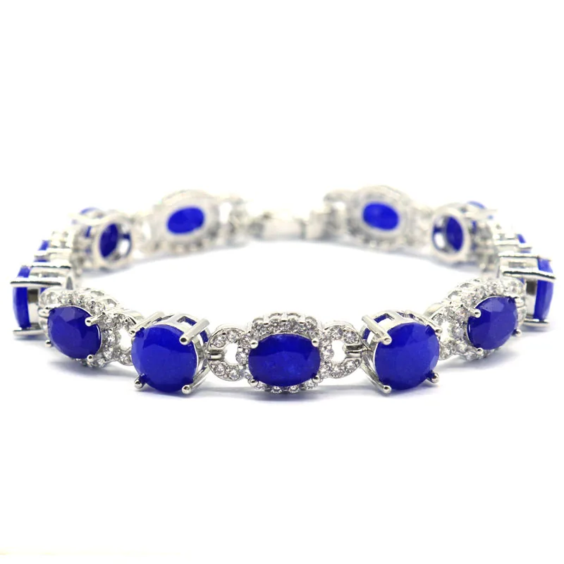 

25x9mm Jzaza 16.8g Multi Color Peridot Rhodolite Garnet Citrine Real Blue Sapphire Tanzanite Silver Bracelet Length 8-9in