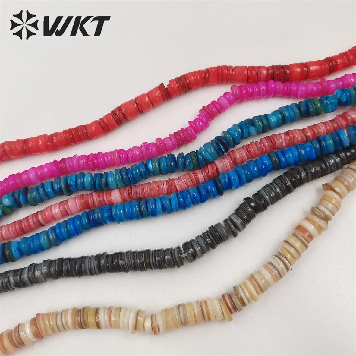 WT-G319 Wholesale semi-finished 5-6mm natural shell spacer beads strand for jewelry findings make bracelet or necklace design