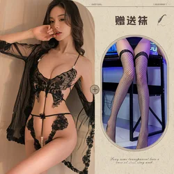 Ye Ting Xiang sexy lingerie sexy see-through butterfly top strap one-piece three-point outer cover-up suit