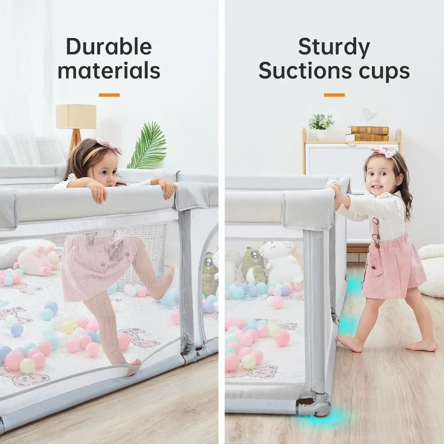 Box pieghevole 71x71 per neonati e bambini piccoli con porta con cerniera e cancello di sicurezza Grande cortile da gioco interno per Pl sicuro e portatile