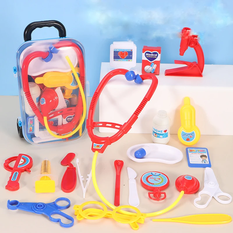 Dokter Speelgoed Set Medische Kit Tandarts Verpleegkundige Simulatie Geneeskunde Doos Stethoscoop Meisje Trolley Geschenken Kinderen Leren Educatief Speelgoed